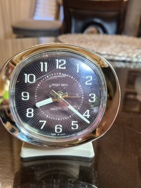 Westclox Baby Ben Retro Black and Silver Wind Up Alarm Clock Vintage